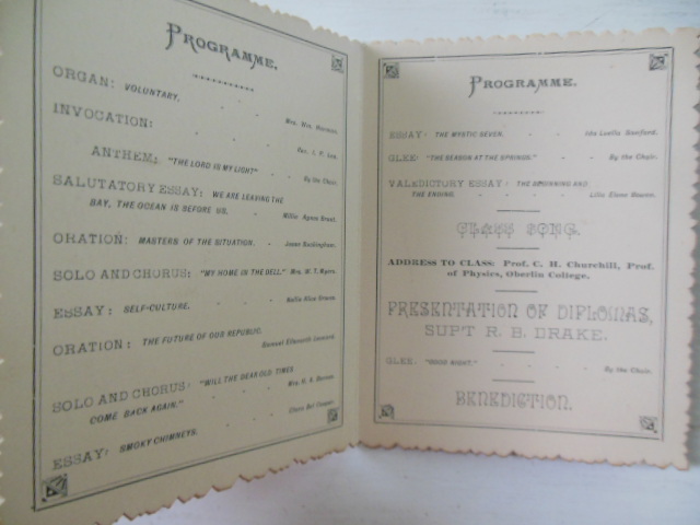 Image for Attica High School Commencement Program 1886 (Attica, Ohio)