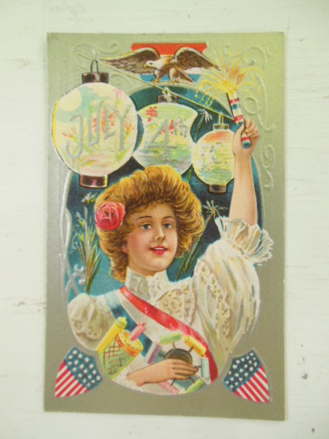 Image for Fourth of July Postcard Girl Holding Fireworks (Series No. 3)