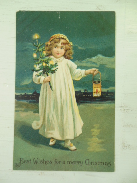 Image for Best Wishes for a Merry Christmas Little Girl, Lit Tree,Lantern