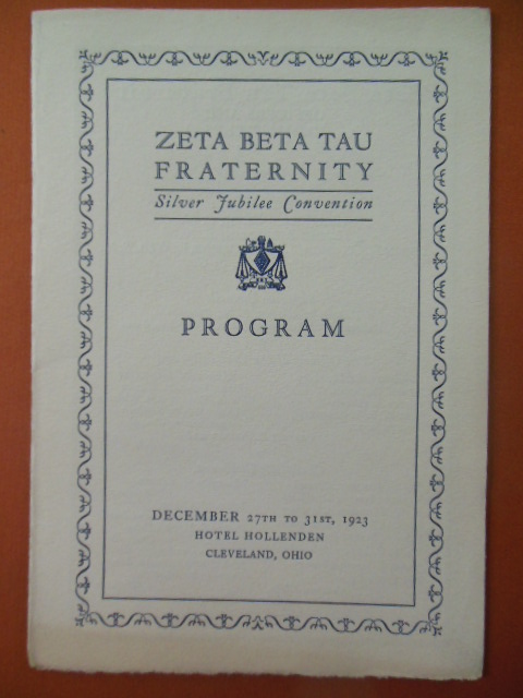 Image for Zeta Beta Tau Fraternity Silver Jubilee Convention Program 1923 Cleveland