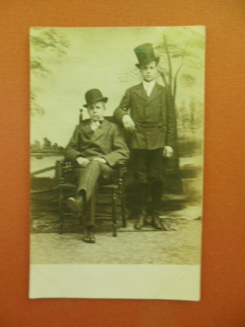 Image for Real Photo Postcard Two Young Men in Hats