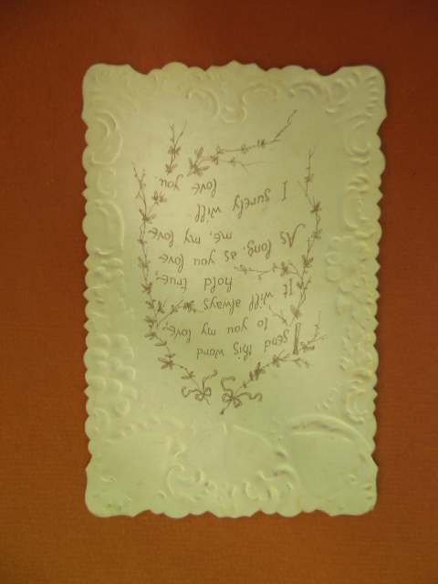 Image for Die-cut Valentine Postcard May Happiness Be Thine Hearts Girl Fence