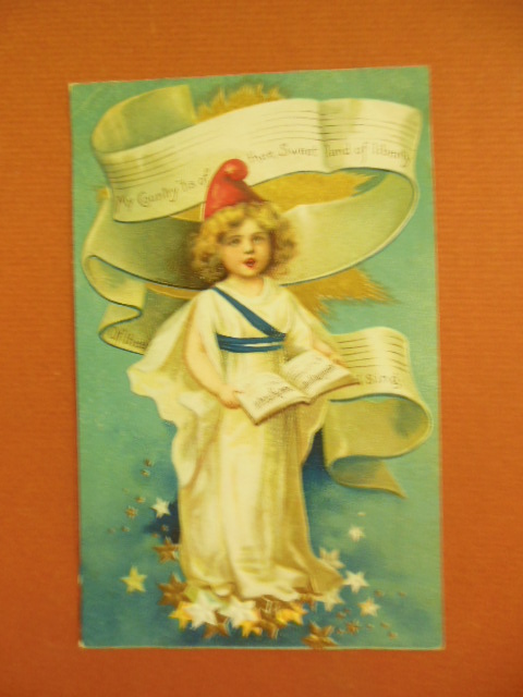 Image for Patriotic Postcard My Country Tis of Thee Stars and Scroll