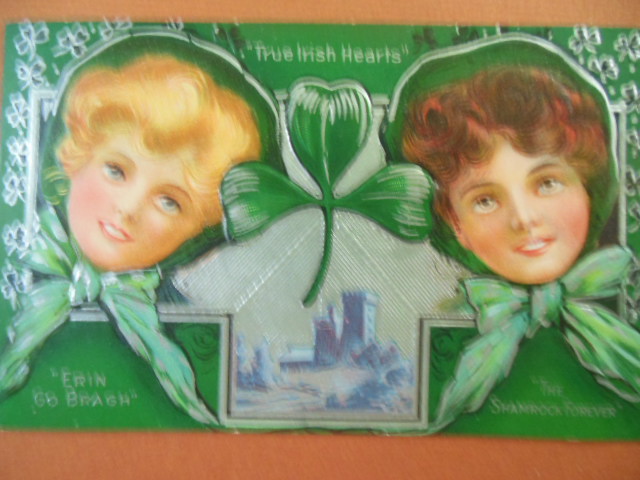 Image for True Irish Hearts, Erin Go Bragh, The Shamrock Forever St. Patrick's Day Postcard 1910