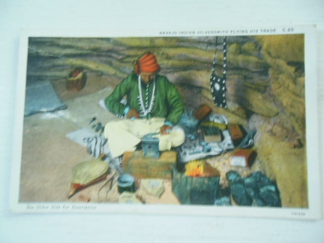 Image for Navajo Indian Silversmith Plying His Trade Color Postcard