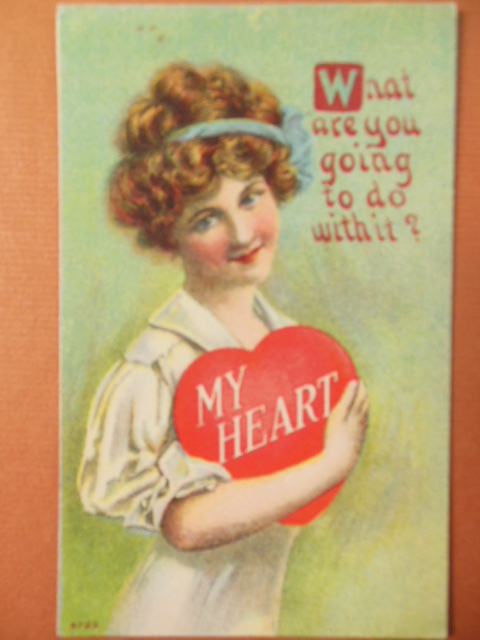 Image for My Heart What Are You Going to Do With It? Vintage Valentine Postcard