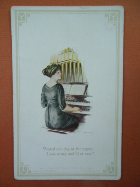 Image for "Seated at the organ I was weary and ill at ease" The Lost Chord Vintage Postcard