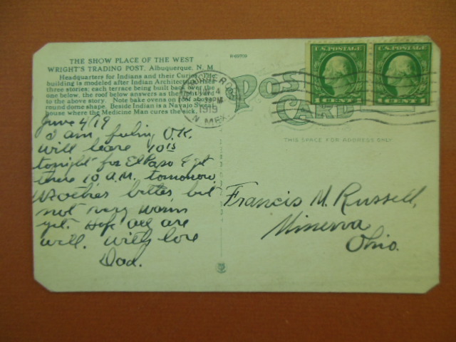 Image for Postcard Wright's Trading Post Albuquerque 1919
