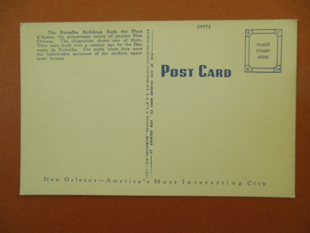 Image for Pontalba Building Jackson Square Old French Quarter New Orleans Linen Postcard