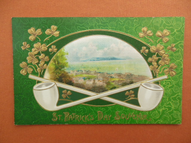 Image for St. Patrick's Day Souvenir Postcard Crossed Pipes