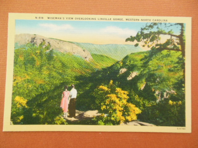 Image for Linen Postcard Wiseman's View Overlooking Linville Gorge, Western North Carolina N.618)