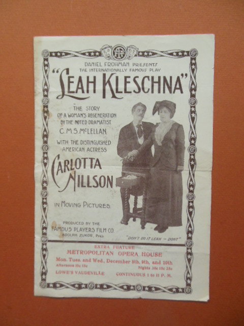 Image for Theater Brochure Carlotta Nillson in Leah Kleschna 1913
