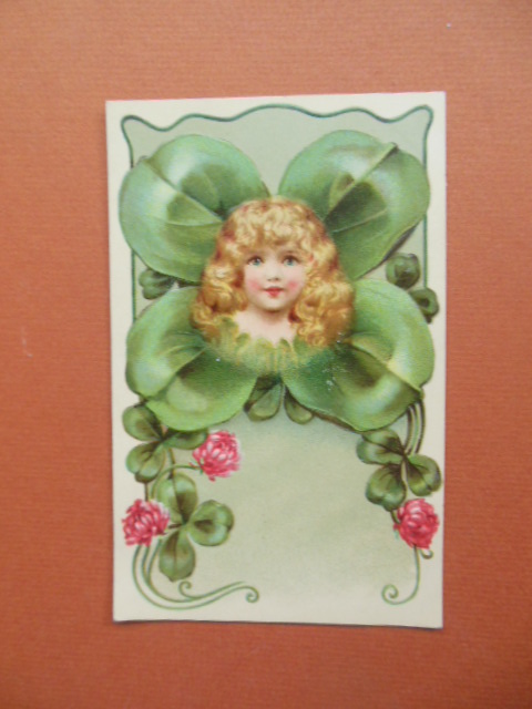 Image for Vintage Postcard Little Blond Girl in Four-Leaf Clover