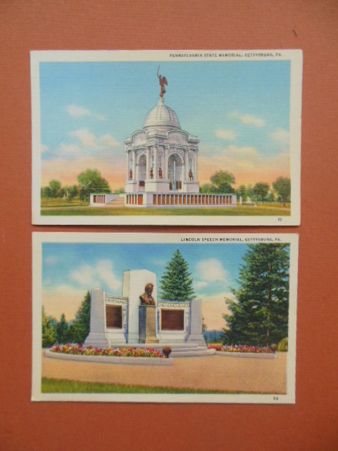 Image for Postcards Gettysburg Memorials: Lincoln Speech Memorial; Pennsylvania State Memorial