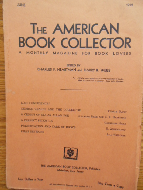 Image for The American Book Collector Magazine June, 1932 (Edgar Alan Poe)