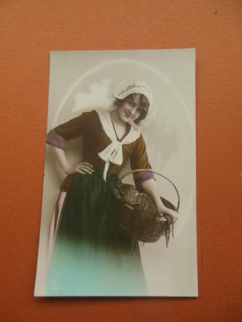 Image for Tinted Postcard Dutch Girl with Basket 1912 (Spanish Postmark)