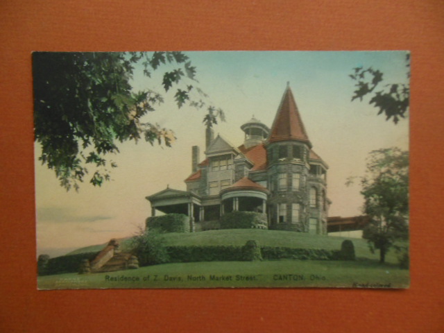 Image for Handcolored Postcard Residence of Z. Davis North Market Street Canton, Ohio