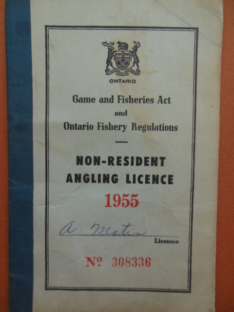 Image for Ontario Non-Resident Angling License 1955