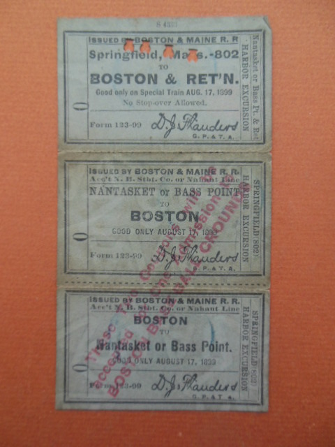 Image for Boston & Maine Railroad Tickets -- Special Train Only on August 17, 1893 Harbor Excursion