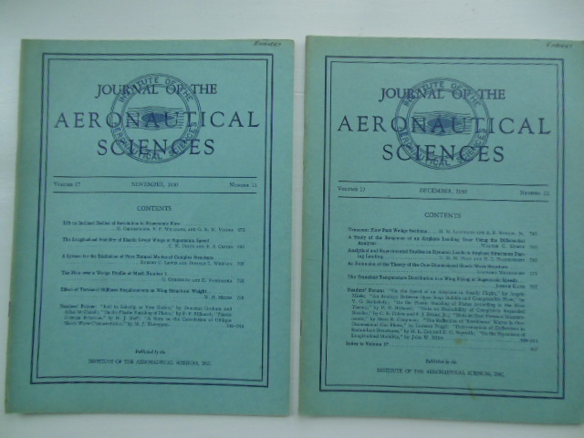 Image for Journal of the Aeronautical Sciences Nov. & Dec. 1950 (Two Issues)