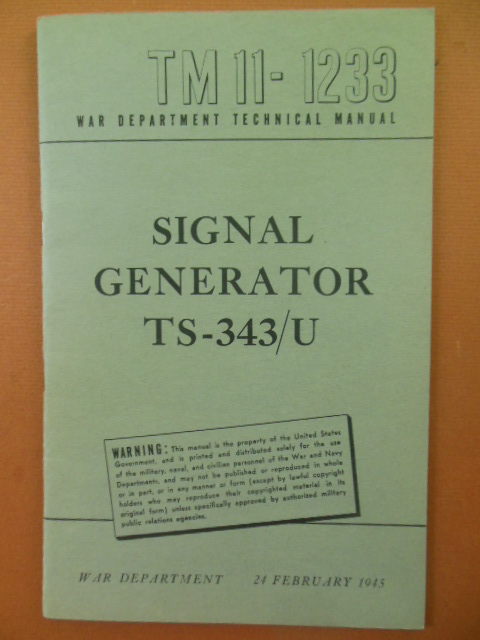 Image for Signal Generator TS-343/U (1945 Letter laid-in)