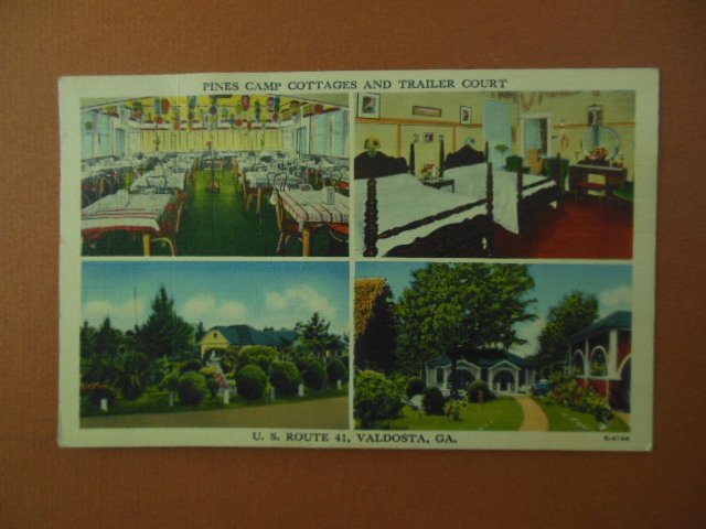 Image for Aldrich's Pines Camp & Trailer Court Postcard (Valdosta, Georgia 1948)