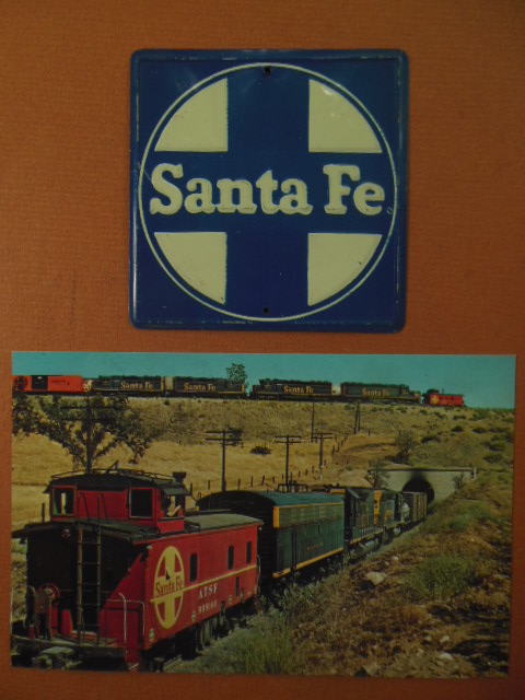 Image for Santa Fe Railway Miniature Metal Sign and Santa Fe Railway Color Postcard
