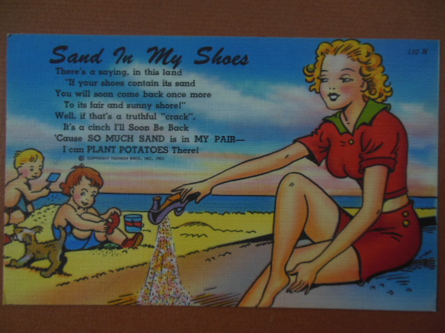 Image for Postcard Sand In My Shoes Florida Tichnor 110-N (1951)