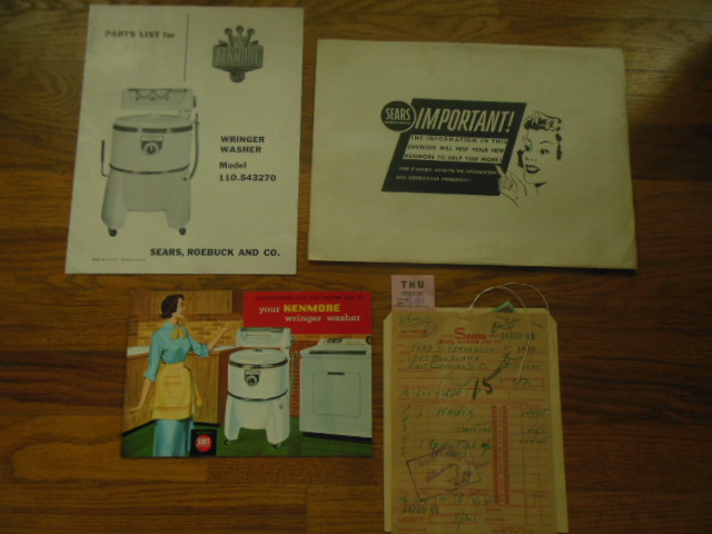Image for Kenmore Wringer Washer 110.543270 Instruction Manual, Parts List, Bill of Sale, in Original Envelope 1954