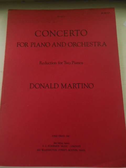 Image for Concerto for Piano and Orchestra; Reduction For Two Pianos (Donald Martino 1971)