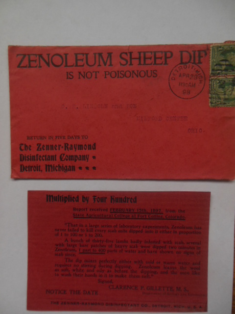 Image for Zenoleum Sheep Dip Ad and Envelope 1898