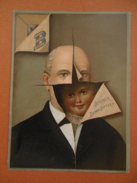 Image for Burdock Blood Bitters Trade Card (Man with Child in Head)