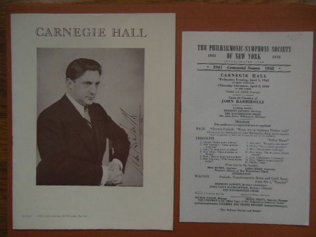 Image for Carnegie Hall Program; The Philharmonic Symphony Society of New York Program (John Barbiolli Conductor 1941-42)