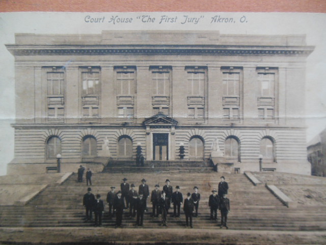 Image for Postcard "The First Jury" Akron, Ohio Court House (1909)
