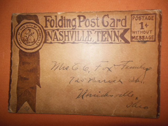 Image for Folding Postcard Nashville, Tennessee WWI Military Message, 1917