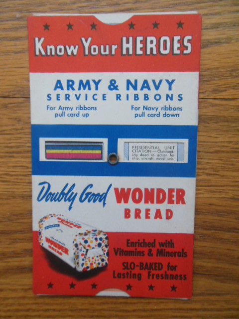 Image for Know Your Heroes Army & Navy Service Ribbons Wonder Bread WWII Pull-Card