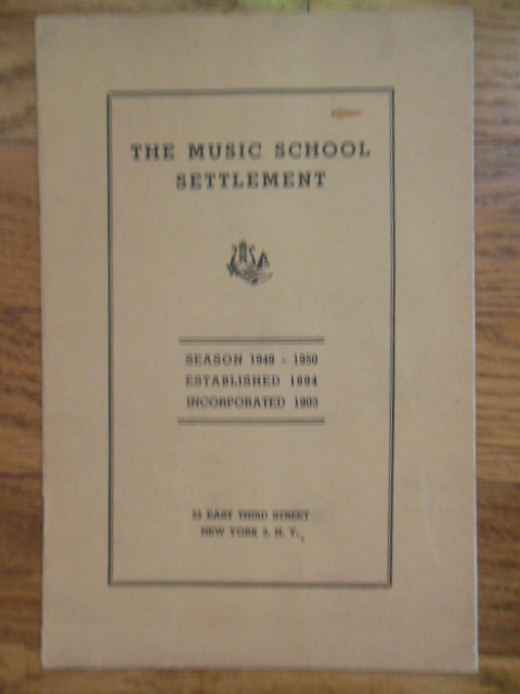 Image for Third Street Music Settlement Booklet, New York City 1949-1950 Season