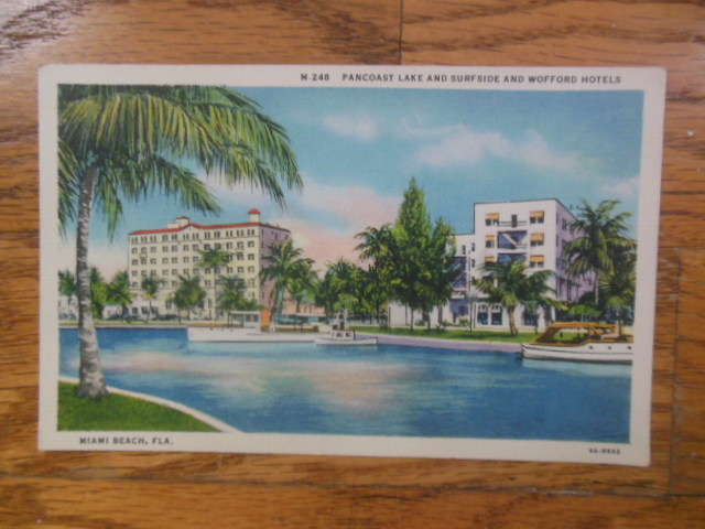 Image for Postcard Pancoast Lake and Surfside and Wofford Hotels (Miami Beach)