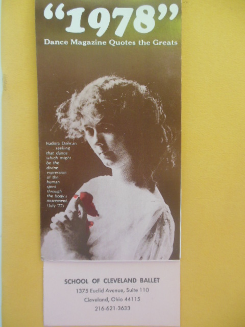 Image for 1978 Calendar Dance Magazine Quotes the Greats (School of Cleveland Ballet)