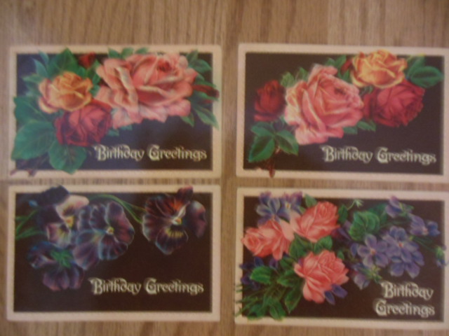 Image for Postcards Four Floral Birthday Greetings German (1909)