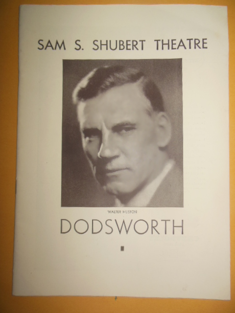 Image for Theatre Program Sam S. Schubert Theatre Dodsworth Walter Huston (1934)