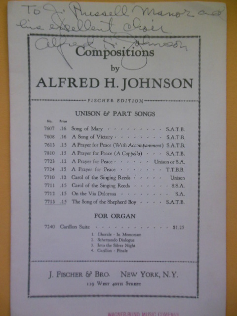 Image for Compositions by Alfred H. Johnson SIGNED 1940 (Church organ music)