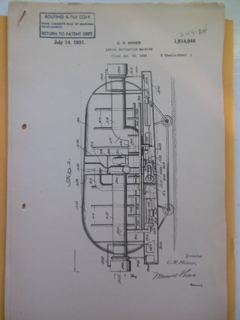 Image for Patent 1931 Aerial Navigation Machine (Aviation C.R. Miner)