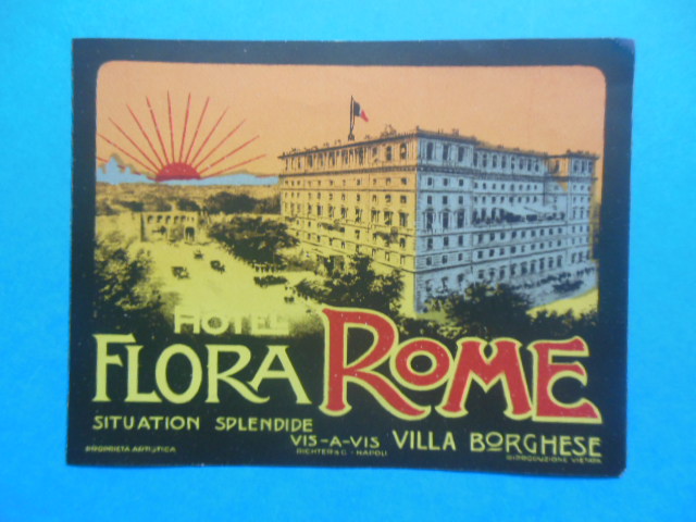 Image for Luggage Label Hotel Flora Rome (1920's)