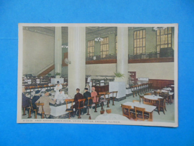 Image for Postcard Fred Harvey's Lunch Room Union Station, Chicago (1920's)