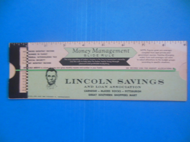 Image for Lincoln Savings and Loan Association Money Management Slide Rule (Pennsylvania 1962)