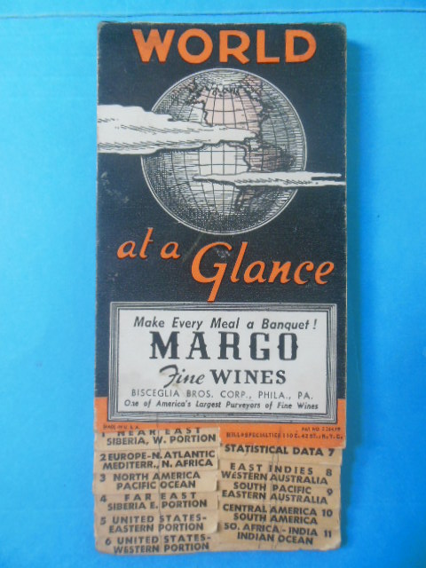 Image for World At A Glance Advertising Map Margo Fine Wines (1940's)