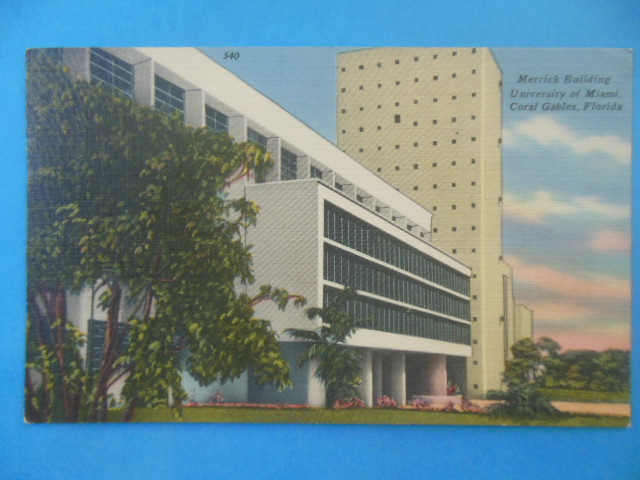 Image for Postcard Merrick Building University of Miami, Coral Gables, Florida (1957)