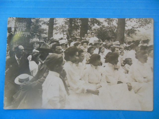 Real Photo Postcard Sunday School Picnic Brewster Grove (1909) Image for Real Photo Postcard Sunday School Picnic Brewster Grove (1909)