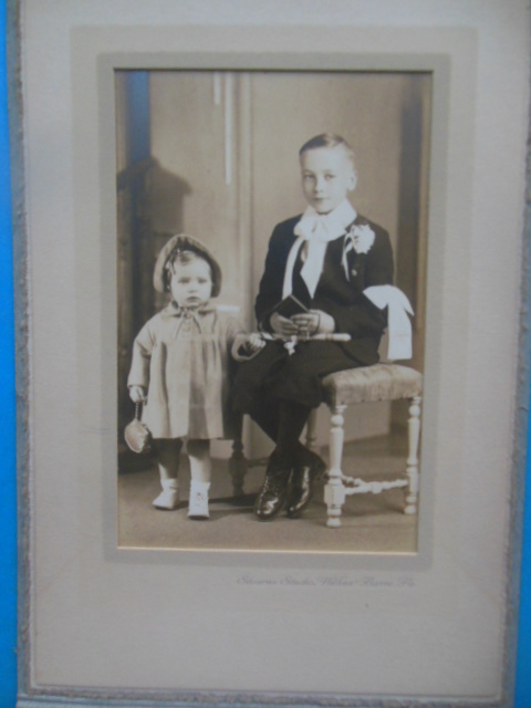 Image for Photograph First Communion Boy White Bows at Neck and Arm. (1938)